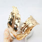 Anti-Tarnish Gold Sculpted Leaf Cuff Bracelet – Textured Statement Design