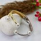 Anti-Tarnish Two-Tone Pearl Accent Cuff Bracelet – Stainless Steel Modern Design