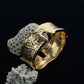 Anti-Tarnish Gold Hammered Sculptural Cuff Bracelet – Bold Textured Design