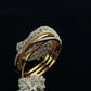 Anti-Tarnish Gold Multi-Layer Textured Cuff Bracelet – Stainless Steel with CZ Accents