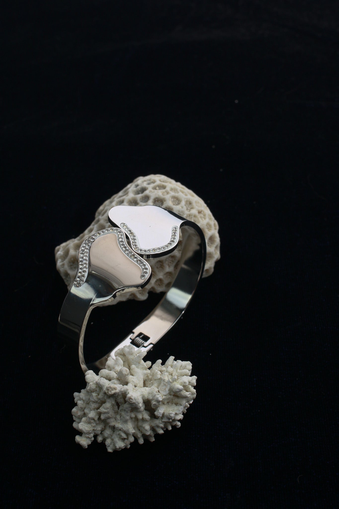 Anti-Tarnish Stainless Steel Bracelet — Silver Sculpted Wave Cuff