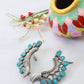 Turquoise Monalisa Stone Crescent Oxidised German Silver Earrings | Ethnic Statement Jewellery