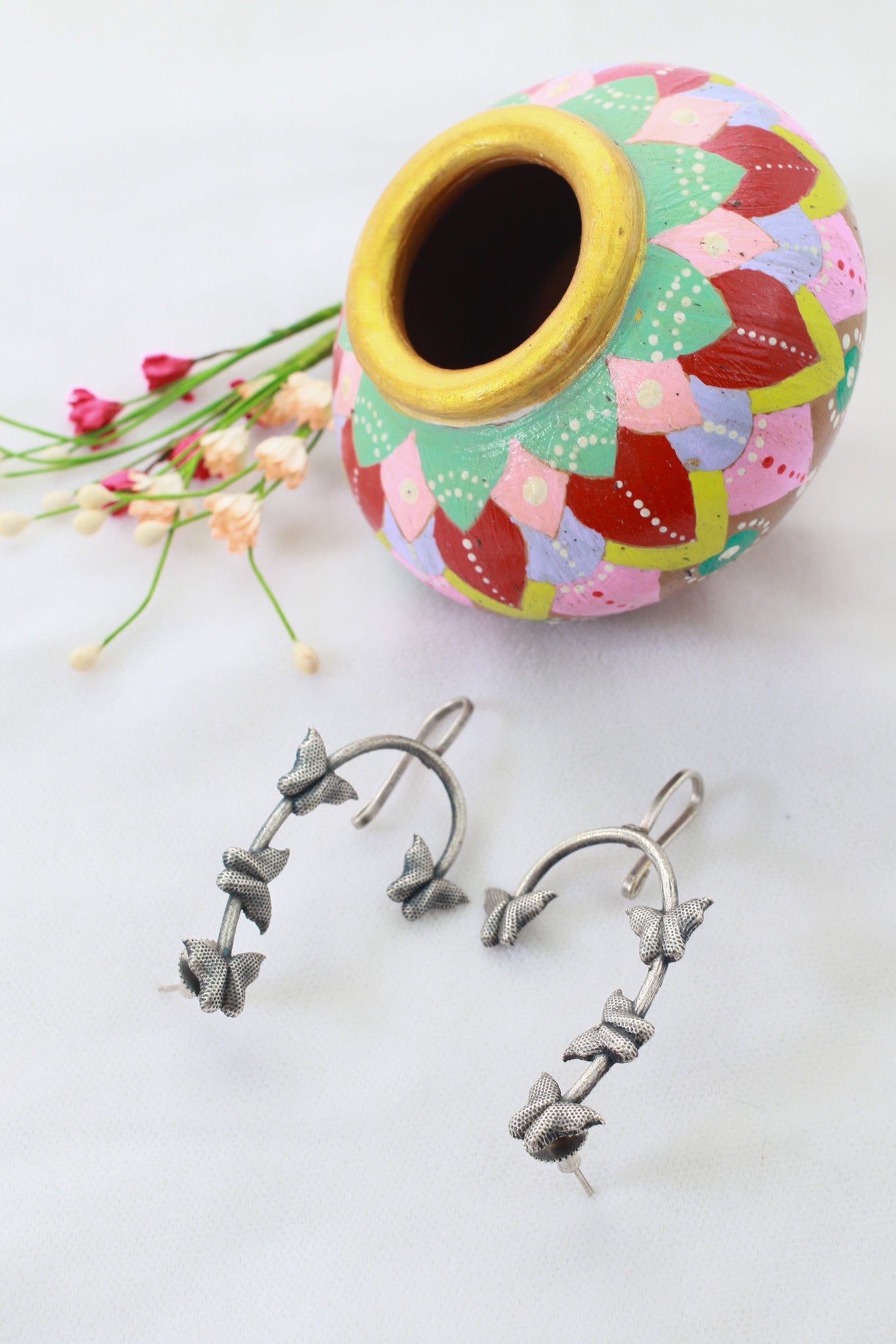 Butterfly Curve Oxidised German Silver Ear Cuff | Lightweight Antique Ear Wrap