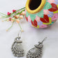 Peacock Feather Filigree Oxidised German Silver Earrings | Elegant Ethnic Danglers