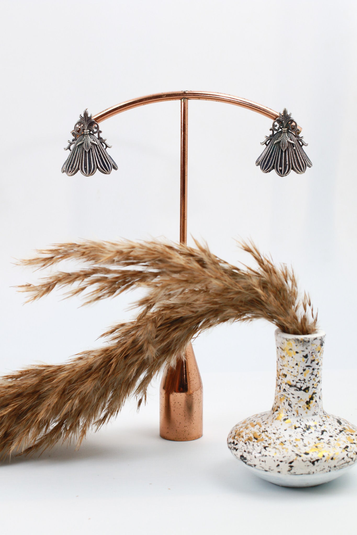 Floral Petal Oxidised German Silver Earrings | Vintage Ethnic Statement Earrings