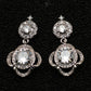Elegant Silver Floral Drop Earrings with White CZ Stones
