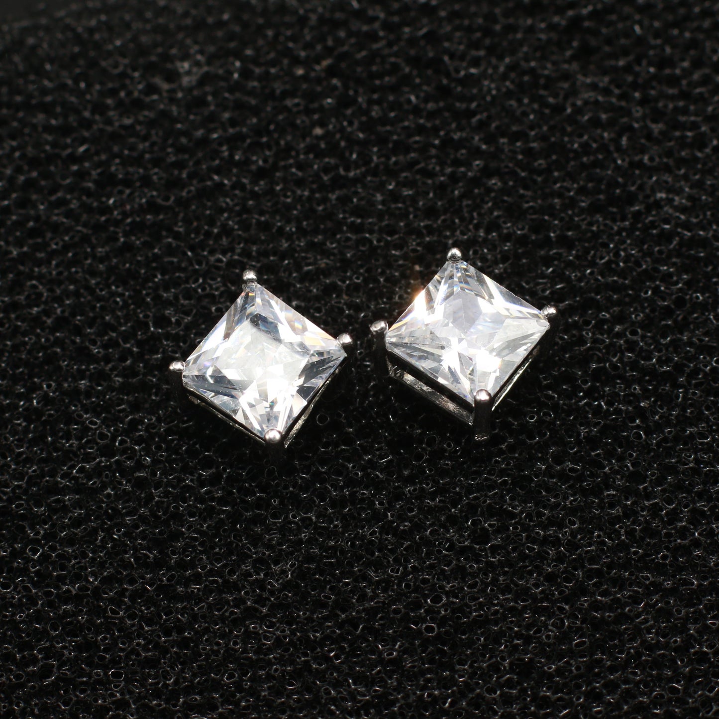 Square Clear Stud Earrings
