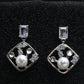 Pearl & Diamond Square Dangle Earrings