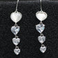 Silver Multi-Heart Dangler Earrings with CZ Stones
