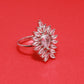 White Teardrop Cluster Ring in Silver