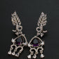 Vintage Scroll Drop Earrings with Purple Stones