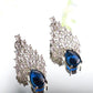 Chandelier Silver Earrings with Black Drop