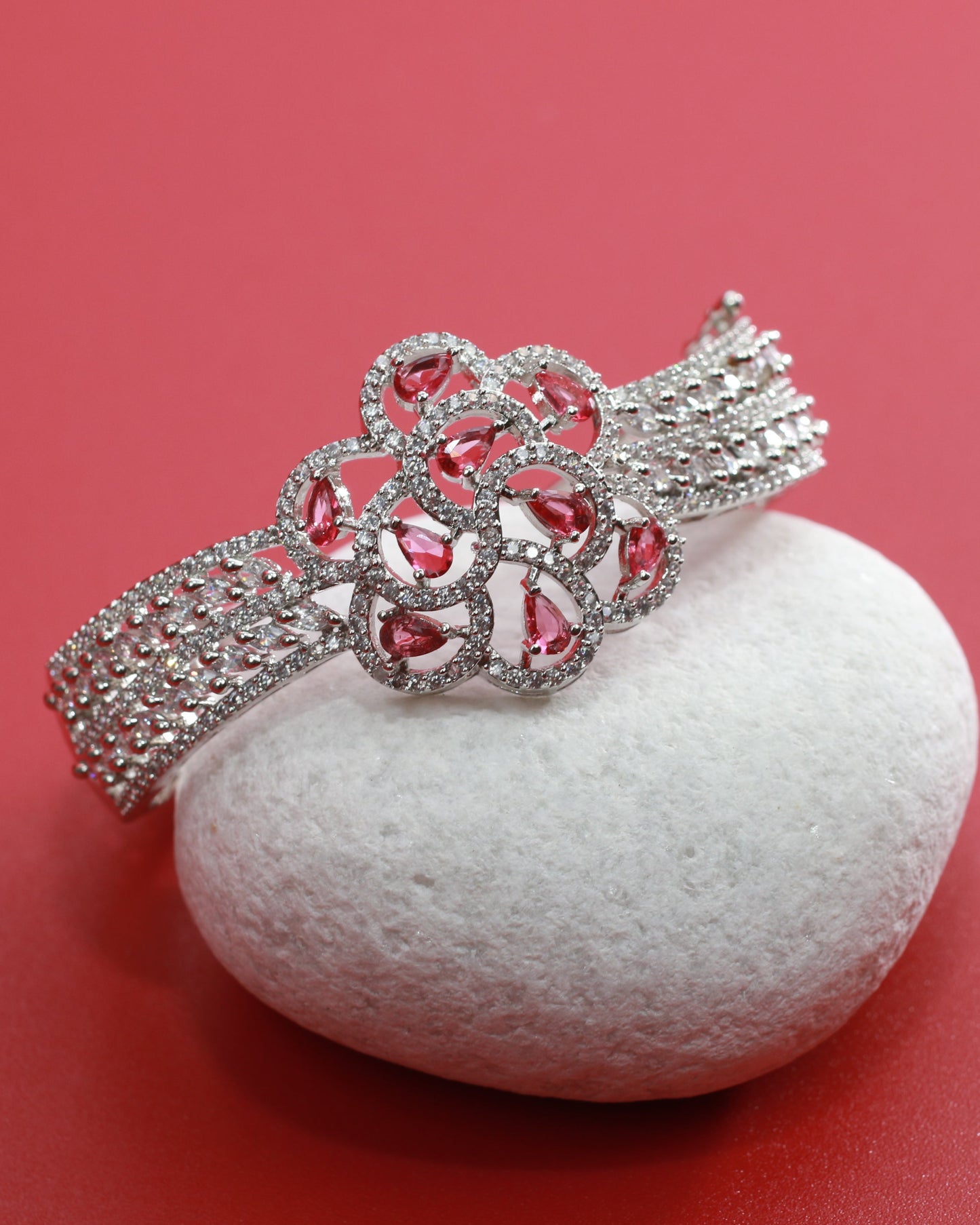 Red Floral Cluster Bracelet