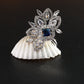 Peacock Motif Ring with Blue Stone and CZ Accents