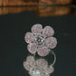Lavender Flower Ring with Diamond Center