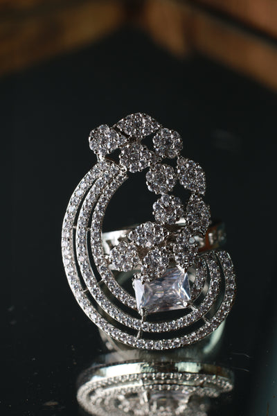 Diamond Splash Statement Adjustable Ring