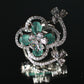 Green Floral Butterfly Adjustable Ring