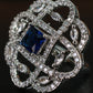 Blue CZ Grid Statement Ring