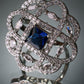 Blue CZ Grid Statement Ring