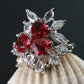 Heart Cluster Ruby Ring with Diamond Accents