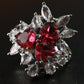 Heart Cluster Ruby Ring with Diamond Accents