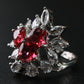 Heart Cluster Ruby Ring with Diamond Accents