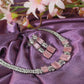 Pastel Pink Rectangular AD Necklace Set