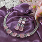 Pastel Pink Rectangular AD Necklace Set