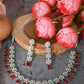 Ruby Rectangular Stone Floral Necklace Set