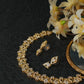 Golden Zigzag Floral AD Necklace Set