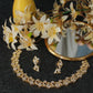 Golden Zigzag Floral AD Necklace Set