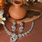 Princess Cut White Floral Necklace Set