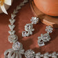 Princess Cut White Floral Necklace Set
