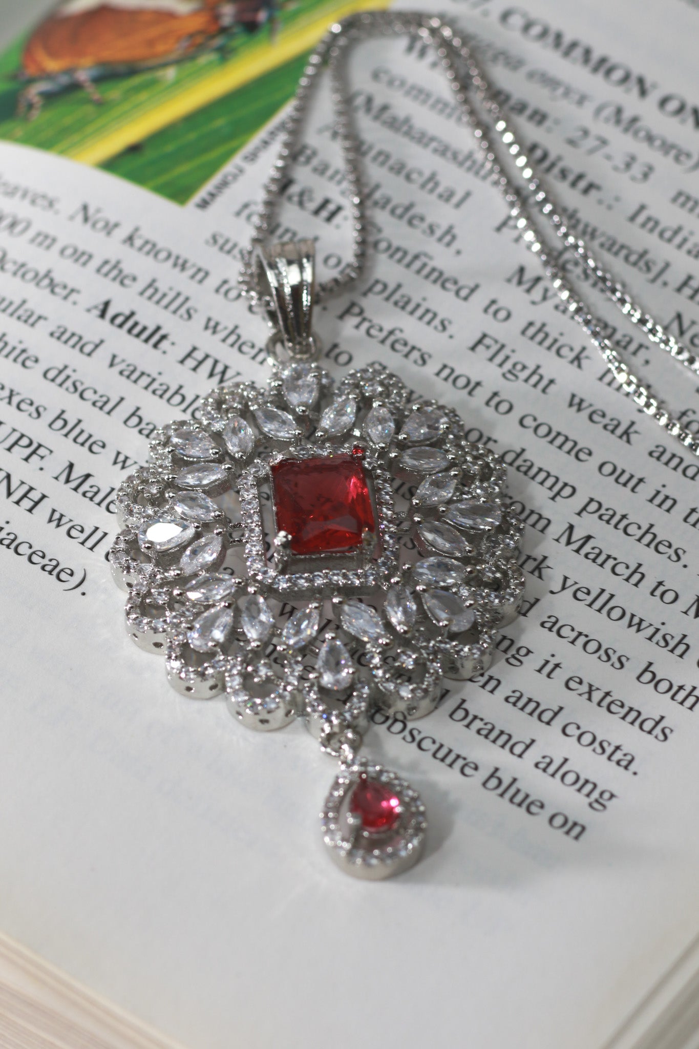 Vintage Ruby Pendant AD Necklace Set