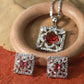 Square Ruby Classic Pendant Set