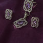 Purple Oval Floral Pendant Set