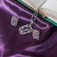 Purple Oval Floral Pendant Set