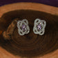 Purple Oval Floral Pendant Set