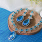 Royal Blue Drop AD Necklace Set | Statement Wedding Jewelry