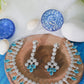 Elegant Blue Stone AD Necklace Set for Women | Sparkling Silver Finish
