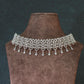 Silver-Plated Stone Choker Set with Drop Earrings