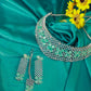 Mint Green Floral AD Choker Necklace with Maangtika | Wedding Set