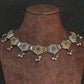 Pentagon Motif Oxidised Pendant Necklace in Dual Tone