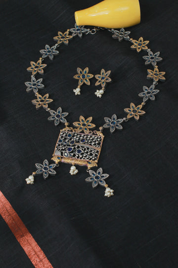 Elegant Silver Replica Necklace Set with Earrings for Women