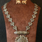 Traditional Silver Replica Pendant Necklace Set with Earrings for Women