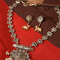 Traditional Silver Replica Pendant Necklace Set with Earrings for Women