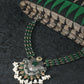 Traditional Green Stone Oxidised Pendant Necklace for Women