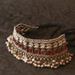 Red Stone Choker with Antique Floral Design for Women
