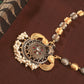 Dual Tone Beaded Elephant Pendant Replica Necklace for Women