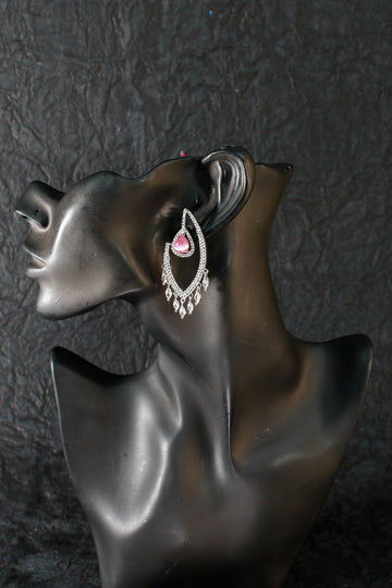 Modern Dangle Earrings with Pink Gemstones